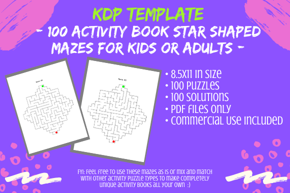 100 Star Shaped Mazes for Activity Books – A Practical Resource for Content Creators