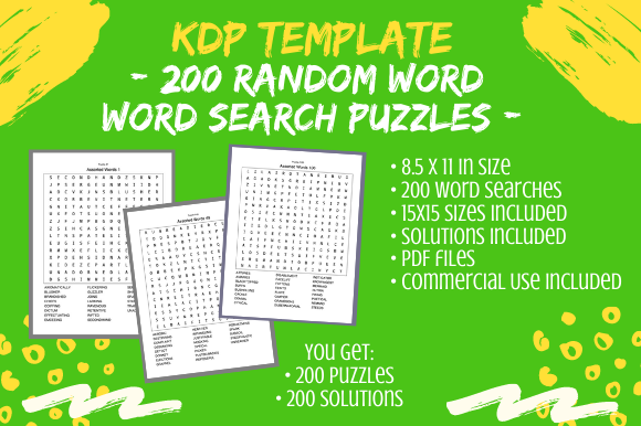 200 15x15 Random Word Search Puzzles