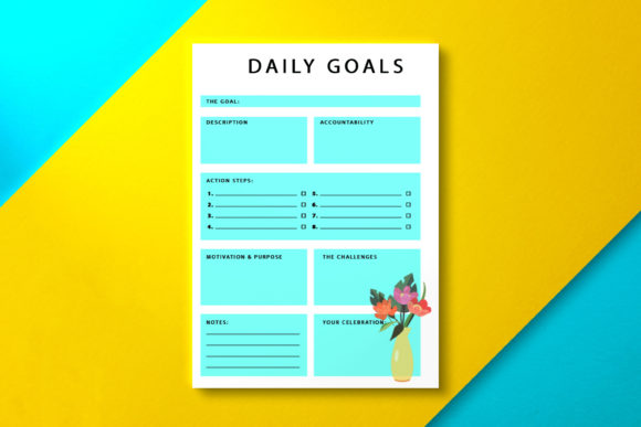 Daily Goal Planner Aquamarine: Enhancing Productivity Across Formats and Uses