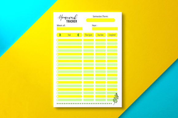 Homework Tracker TemplateYellow