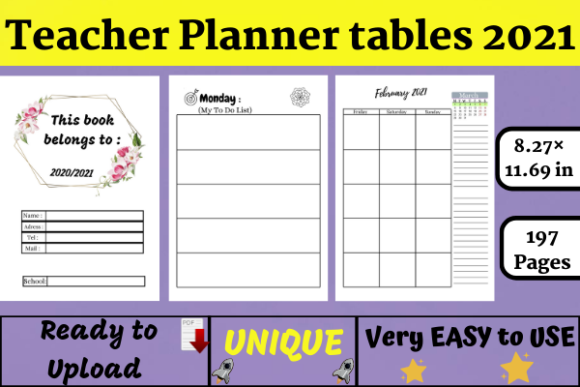Teacher Planner Tables 2021 KDP: Organize Your School Year with Ready-to-Use Planning Tools