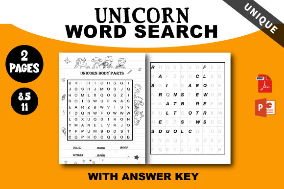 Unicorn Word Search for Kids: Body Parts Fun