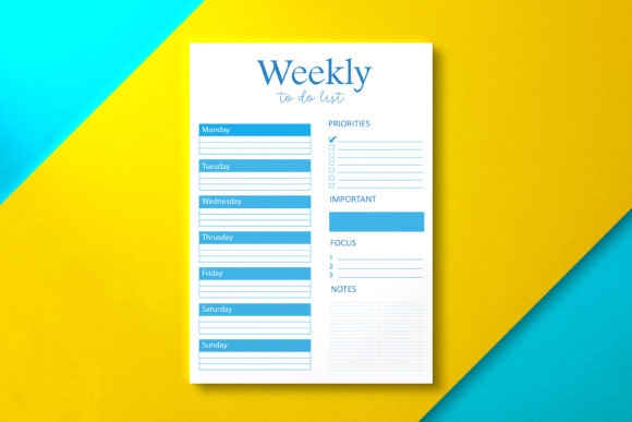 Weekly To Do List Minimalist Blue
